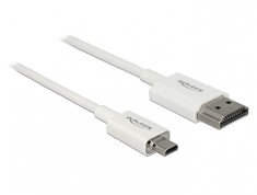 Cablu HDMI la micro HDMI-D T-T 3D 4K 1m Slim Premium Alb, Delock 85149
