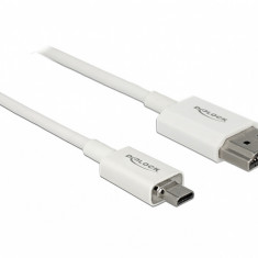 Cablu HDMI la micro HDMI-D T-T 3D 4K 0.5m Slim Premium Alb, Delock 85148