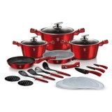Cumpara ieftin Set de oale marmorate 22 piese, manere detasabile Burgundy Metalic Line Berlinger Haus BH 7180