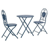 Cumpara ieftin Set 2 scaune pliabile si 1 masa din fier forjat, Pacific, Albastru petrol, Bizzotto