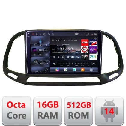 Navigatie Fiat Doblo 2015-2018 Edotec Kit-DOBLO15 8 core QLED 2K 16+512 360 Android Waze USB Navigatie Internet Youtube Radio CarStore Technology