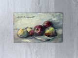 Tablou Pictură &icirc;n Ulei - Natură Statică cu Mere - Margareta Mănescu (1987)
