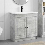 Cumpara ieftin Set de mobilier pentru baie Gri Beton 56 x 37,5 x 81 cm