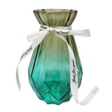 Vaza decorativa SU-2016, sticla, galben + verde, H 15 cm
