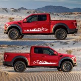Set 2 stickere autoadezive pentru vehicule Off Road, model &quot;Forest &amp; Mountains&quot;, dimensiune 100 x 20 cm, culoare Alba, AVEX