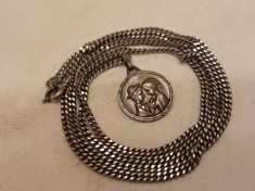 argint MEDALION INDRAGOSTITI unic EXCEPTIONAL vechi DE EFECT pe Lant ARGINT