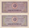 ROMANIA 2 X 100000 LEI IANUARIE 1947 VF+ VARIANTE DE CULOARE