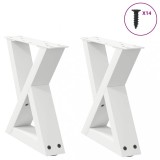 vidaXL Picioare Măsuță Cafea Albe 30x31.3cm Oțel (Set 2) - Bază Masă Cafea Metalică Ajustabilă, Montaj Ușor