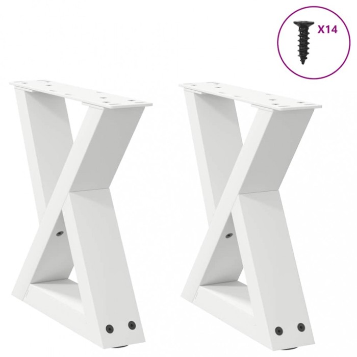 vidaXL Picioare pentru măsuță de cafea, 2 buc., alb, 30x(30-31,3) cm, oțel 4012677