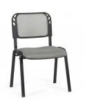 Scaun vizitator HRC 600, metal/mesh, negru, 100 kg, ergonomic, fix