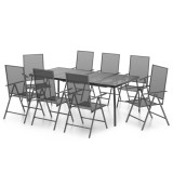 Cumpara ieftin Set de masa pentru gradina, 9 piese, antracit, otel