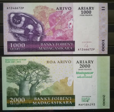 BC59, Lot 4 bancnote Madagascar-200, 500, 1000 si 2000 ariary, necirculate foto