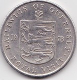 Guernsey 25 pence 1978 royal visit REPRODUCERE AG, Europa, Argint