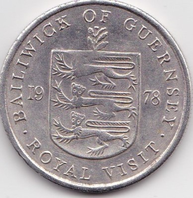 Guernsey 25 pence 1978 royal visit REPRODUCERE AG foto