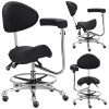 Scaun Cosmetic Frizerie Șa cu Spătar &amp; Cotiere, Hoker SPA Mobil, Reglabil, Enzo