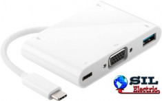 Adaptor USB-C -&amp;gt; 2x USB 2.0, 1x USB 3.0, VGA, 1x USB-C foto