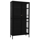 Vitrina, negru, 90x40x180 cm, otel si sticla securizata
