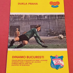 Program oficial de meci-fotbal DUKLA PRAGA-DINAMO BUCURESTI (29.09.1982)