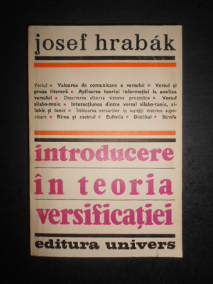 Josef Hrabak - Introducere in teoria versificatiei foto