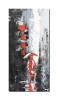 Tablou pictat manual, Elengata in rosu, stilizat, 80x40cm ulei in cutit efect 3D, gata de agatat pe perete