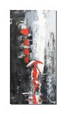 Cumpara ieftin Tablou pictat manual, Elengata in rosu, stilizat, 80x40cm ulei in cutit efect 3D, gata de agatat pe perete