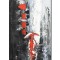 Tablou pictat manual, Elengata in rosu, stilizat, 80x40cm ulei in cutit efect 3D, gata de agatat pe perete