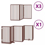 Cumpara ieftin Poarta caini pliabila cu usa 15 panouri maro 750 cm, lemn plop