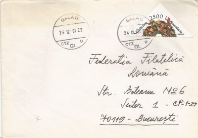 Romania, plic circulat intern, 2001 foto