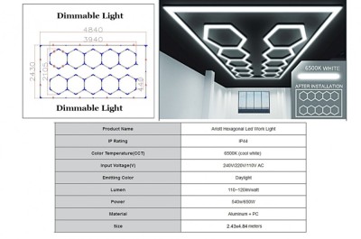 Sistem de Iluminare Plafon Hexagon / HoneyComb 3,94 x 2,10 m Lumina Ajustabila Performance AutoTuning foto