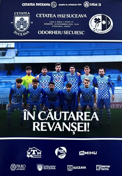 Program de meci CSM Cetatea Suceava v Odorheiu Secuiesc Liga 3 22.11.2025