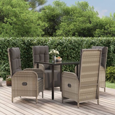 Gossi set mobilier gradina cu perne, 5 piese, negru si gri, poliratan foto