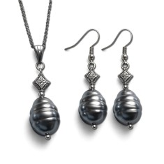 Set bijuterii colier si cercei perle &ndash; 191300