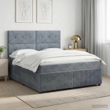 Cumpara ieftin Pat boxspring cu saltea Gri inchis 140 x 200 cm Catifea