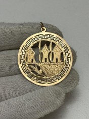 PANDANTIV AUR 14K - Grecia - Mare - Gravat manual - 4.7g. - 395lei/gr. !