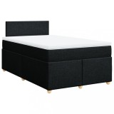 Cumpara ieftin Pat box spring cu saltea, negru, 120x190 cm, catifea