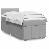 Cumpara ieftin Pat continental cu saltea, gri deschis, 80x200 cm, textil