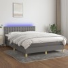 VidaXL Pat cu arcuri, saltea și LED, gri &icirc;nchis, 140x190 cm, textil 3134030