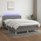 vidaXL Pat cu arcuri, saltea și LED, gri &icirc;nchis, 140x190 cm, textil 3134030