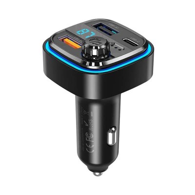 Incarcator auto, XO, USB-C, Bluetooth, 15.5W, 43x40x80 mm, negru foto