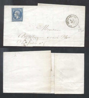 France 1860 Postal History Rare Old Cover + Content Foy la Grande DB.492 foto