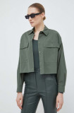Weekend Max Mara cămașă din bumbac femei, culoarea verde, cu guler clasic, relaxed 2415110000000