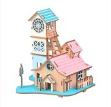 Set de Construit din Lemn, Macheta 3D, Copii si Adulti, 58 piese, Casa de la Rau 8+ ani