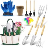 Set complet 26 piese gr&Auml;din&Auml;rit &Egrave;i &Atilde;ntre&Egrave;inere flori &acirc; unelte mici, etichete, ghivece, m&Auml;nu&Egrave;i, hus&Auml; depozitare