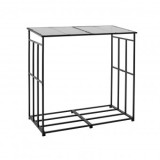 Suport de lemne pentru seminee, cu acoperis, Vivatechnix 1430 &times; 70 &times; 1430 mm, Otel, Negru