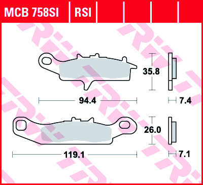 Set placute frana TRW MCB758SI - Kawasaki KFX 400 - KVF Brute Force (05-13) - Prairie 700 - Suzuki LT-V Twin Peaks (04-05) 700cc foto