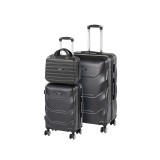 Set valize cu role Leziter TraveLux Max IX, 3 piese ABS negru