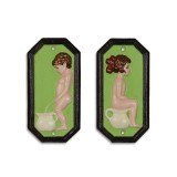 Set decoratiuni metal verde pentru toaleta CS-49, Ornamentale