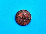 2 Pfenninge 1853-AUNC -Prusia -Rar, Europa