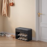 Banca pentru pantofi Gentofte cu perna, 60x30x46 cm, negru/gri