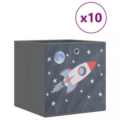 Cutii depozitare pliabile 10 buc. gri 32x32x32cm textil netesut foto